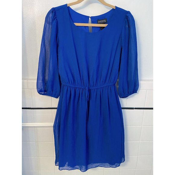 Enfocus Studio Dresses & Skirts - 3/4 Sleeve Cobalt Cinched Waist Slip Dress